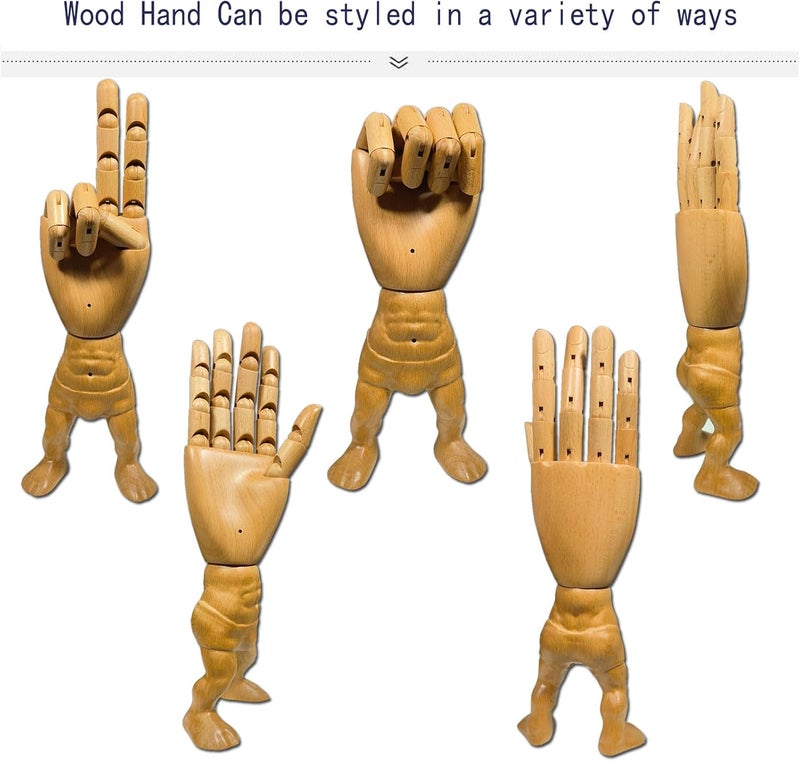 yangjietf Hand Model,Wood Hand for Nails,Drawing Wooden Hand,Wooden Mannequin,Wood Hand,Hand Model for Drawing,Male_R with Lower Body - Image 2